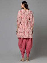 Women's Floral Printed Cotton Kurti with Dhoti Pant-KDSMITH